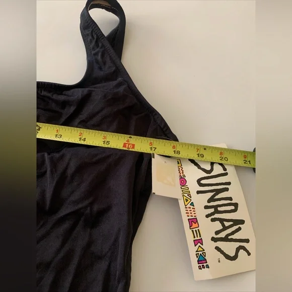 Vintage LIPS KISS Glam Rock 80s SUNRAYS Bathing Suit One Piece Vinyl Size 36 NWT